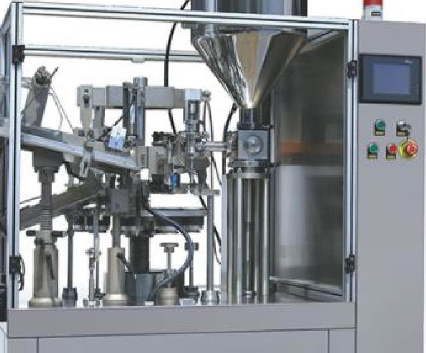 Máquina de enchimento e vedação de tubos controlada por PLC 20-60pcs/min Consumo de ar 0,3m3/min